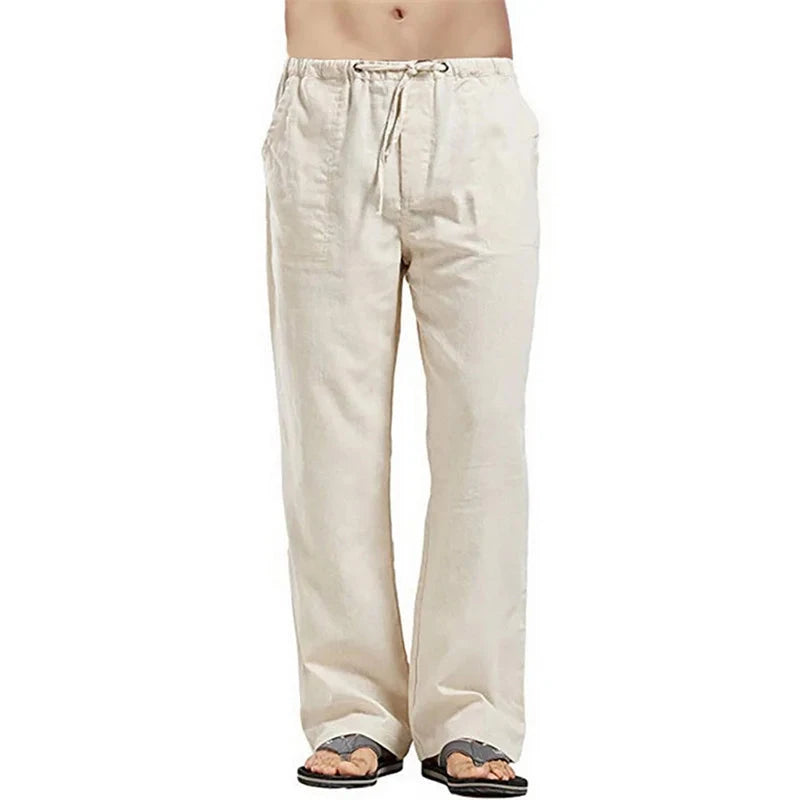 AIDASE  -  Spring Linen Wide Men Pants Korean Trousers Oversize Cotton Streetwear Male New Yoga Pants Casual Men Clothing Sweatpants aidase-shop