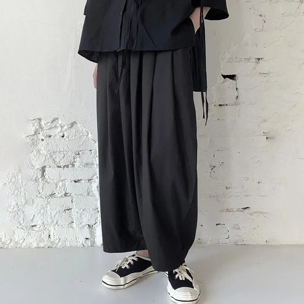 Aidase New Japanese Straight Pants For Men Street Loose All-match Carrot Pantalones Casual Trousers Neutral Nine-point Wide-leg Pants aidase-shop