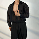 AIDASE  -  Mens Shirt Transparent Sheer Sexy Long Sleeved Shirt Summer Casual Personality Breathable Quick Drying Top Men's Clothing aidase-shop