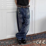 AIDASE  -  Vintage Men's Jeans Loose Ink Splash Wide-Leg Design Stylish Straight-Leg Denim Pants 2025 Autumn New Clothing 21E7640 aidase-shop
