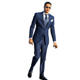 Aidase Navy Men's Suit 2 Pieces Blazer Pants Single Breasted Peaked Lapel Formal Pinstripes Wedding Groom Formal Tailored Costume Homme aidase-shop
