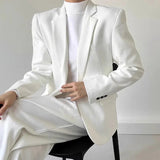 AIDASE  -  Autumn Winter Men's Solid Color Long-Sleeved Suit Jacket American Retro Fashion Trend High Street Loose Simple Niche Men's Tops aidase-shop