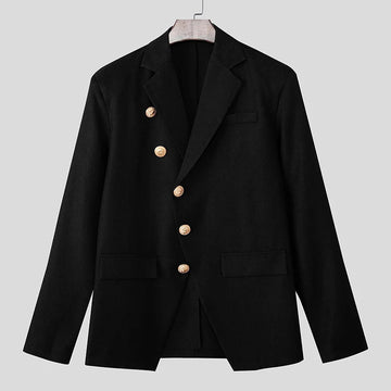 AIDASE  -  Men Blazer Solid Color Lapel Long Sleeve Button Casual Male Suit Streetwear Spring Autumn Elegant Fashion Thin Coats Men aidase-shop