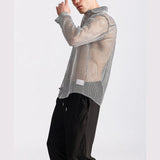 AIDASE  -  Mens Shirt Hollow Ballroom Nightclub Sexy Shirt Streetwear Fashion Youth Outdoor Niche Long-Sleeved Top Men'S Clothing 2025 New aidase-shop