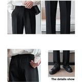 Aidase Summer Men Thin Casual Suit Pants Long Straight Drape Silky Wide Loose Trousers Male Elastic Waist Oversize Clothes Black White aidase-shop