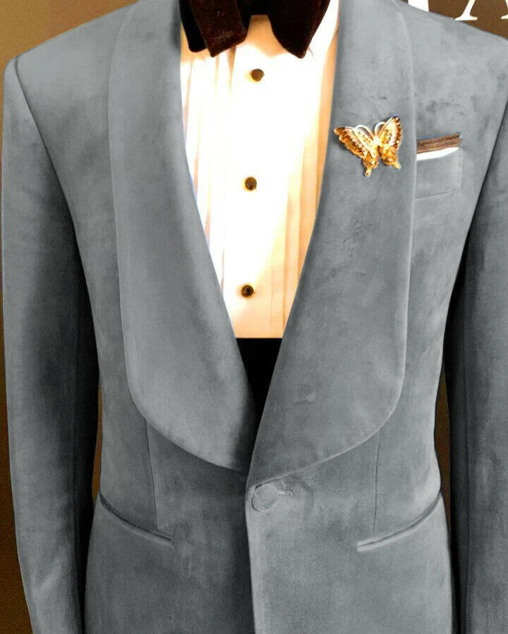 Aidase Fashion Mens Suits Flannel Two-Piece Suit Vintage Business Jacket And Pants Custom Made Velvet Wedding Tuxedos New Hot In Winter aidase-shop