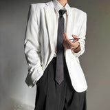 AIDASE  -  Autumn Winter Men's Solid Color Long-Sleeved Suit Jacket American Retro Fashion Trend High Street Loose Simple Niche Men's Tops