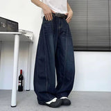 AIDASE  -  Fashion Washed Men Wide-Leg Jeans Summer Loose Casual Vintage Straight Denim Pants Fashionable Men's Trousers 21E6593