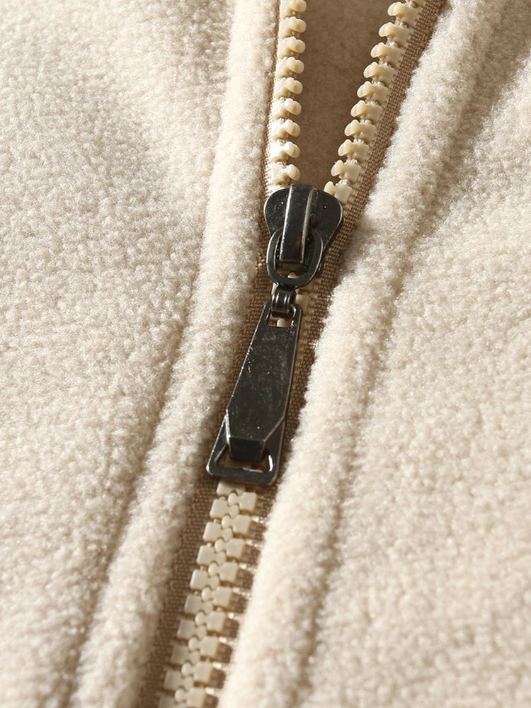 AIDASE  -  Streetwear Fashion Stand Collar Fleece Cardigan Men Retro Fleece Coats 2025 Spring Fall Zipper Outdoor Casual Men's Jacket Coat aidase-shop