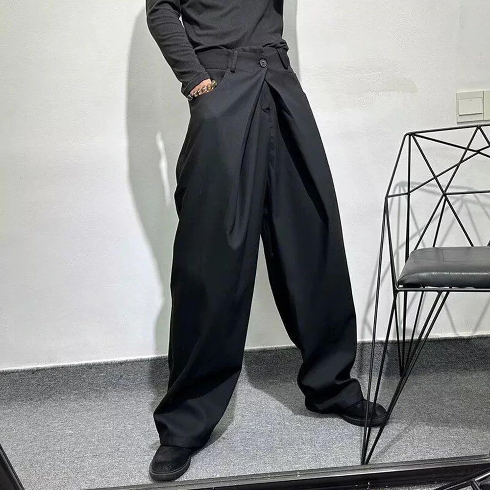 AIDASE  -  Men's Solid Color Straight Suit Trousers Korean Fashion Trend High Street Simple Loose Casual Breathable Summer New Men's Bottom aidase-shop