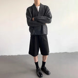 AIDASE  -  American High Street Fashion Solid Color Sweater Jacket Autumn And Winter Irregular Oblique Button V-Neck Cardigan Sweater Men aidase-shop