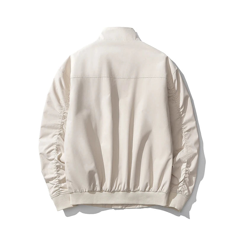 AIDASE  -  Trendy Simple Men's Jacket Solid Color Stand Collar Long Sleeve Men Coats Summer New Zipper Handsome Menswear Tide 21E6595 aidase-shop