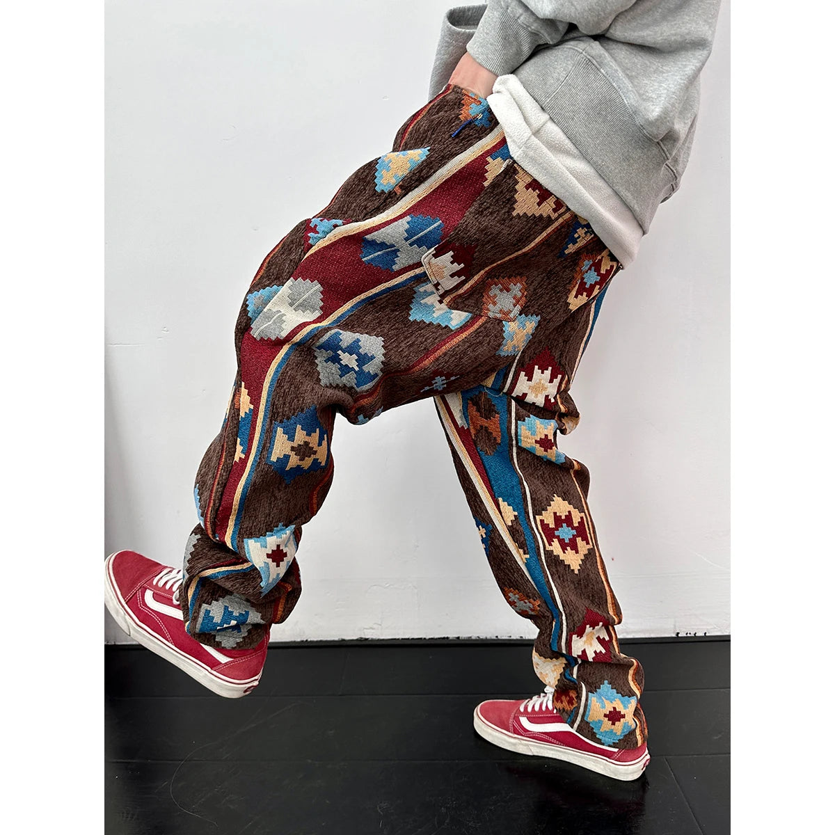 Aidase American Streetwear Geometric Pattern Casual Pants Men Clothing Ethnic Style Jacquard Cargo Trousers Harajuku High Quality Pants aidase-shop
