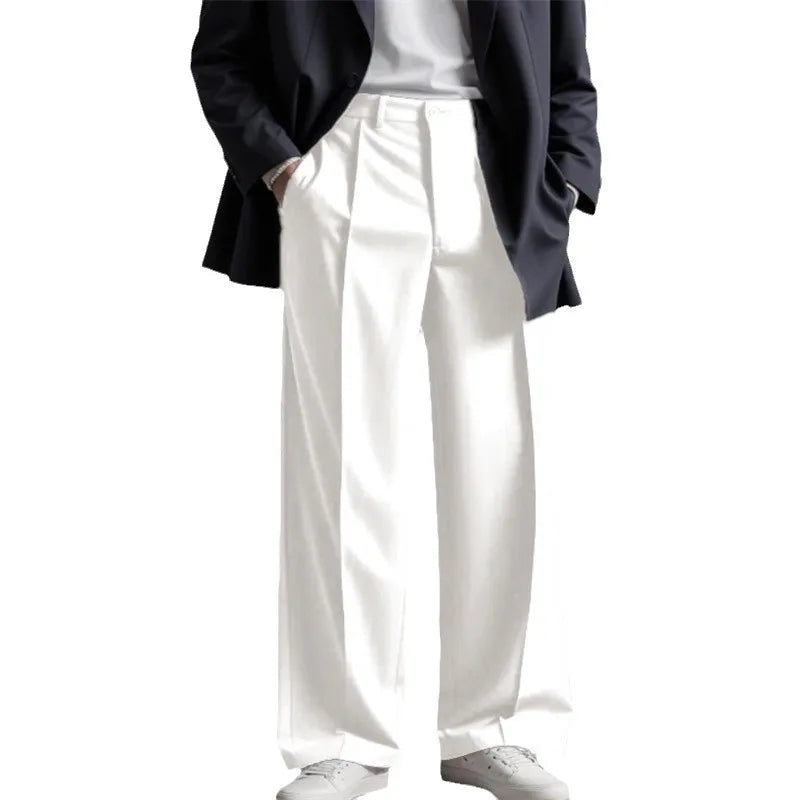 AIDASE  -  Men's Dress Fashion Street High Quality Wide Leg Mid Waist Drop Suit Pants aidase-shop