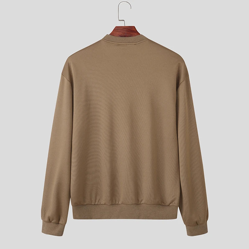 AIDASE  -  Men Hoodies O-neck Long Sleeve Streetwear Loose Casual Male Sweatshirts 2025 Fashion Solid Color Men Clothing Pullovers aidase-shop