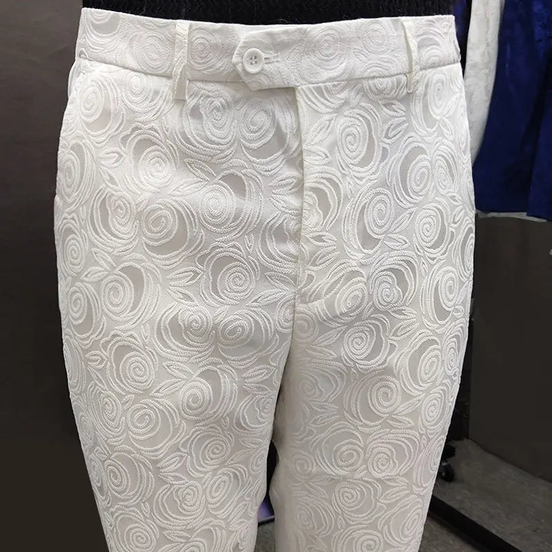 Aidase Luxury White Print Mens Dress Pant Business Casual Office Trousers Ment Ankle Length Pantalon Homme Slim Men Social Trouser aidase-shop