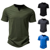 AIDASE  -  Summer Brand Quality Men T-Shirt V-Neck Fashion Design Slim Fit Soild T-Shirts Male Tops Tees Short Sleeve T Shirt for Men