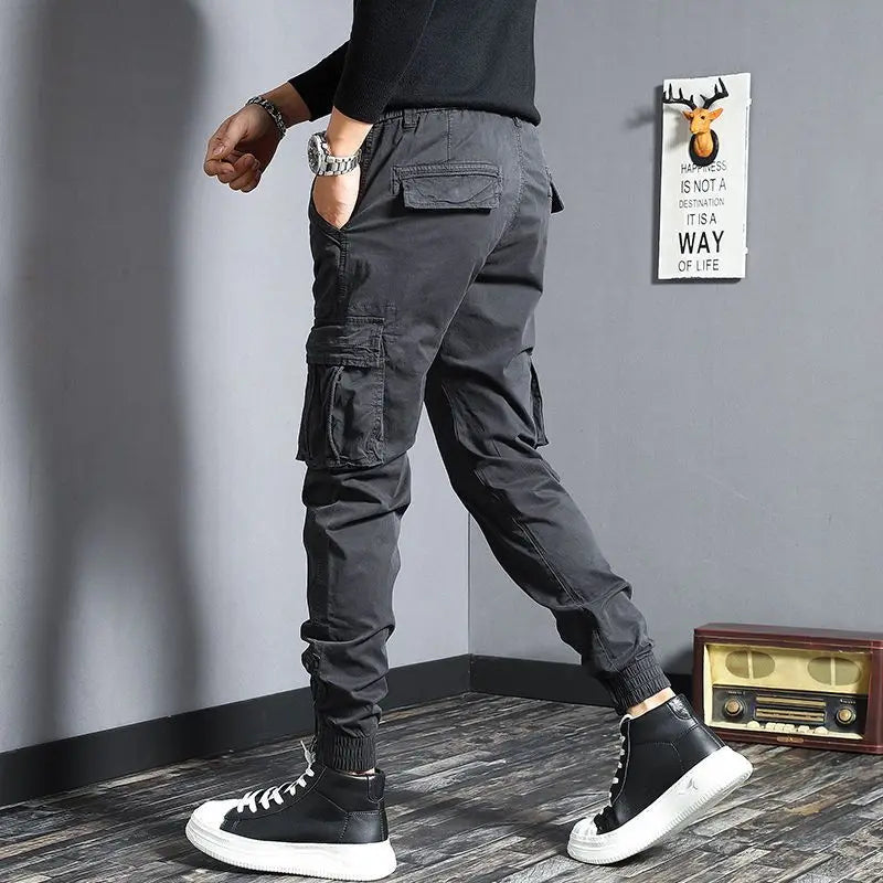 Aidase Harem Cargo Pants for Men Y2k Multi Pocket Fashion Navy Slacks Casual Slim Stretch Loose Stacked Outdoor Hip Hop Trousers Man Xl aidase-shop