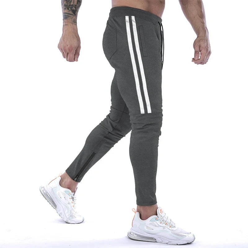 AIDASE  -  Gym Skinny Jogger Pants Men Running Sweatpants Fitness Bodybuilding Sports Pants Zip pocket Male Cotton Jogging Trousers men aidase-shop