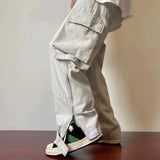 Summer thin American retro Multi Pocket overalls for men trousers and women loose ins fashion brand white straight casual pants Maytrends