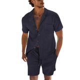 AIDASE  -  Short Sleeve Collar Shirt Men's Summer Thin Set Casual Sportswear Summer Shorts aidase-shop