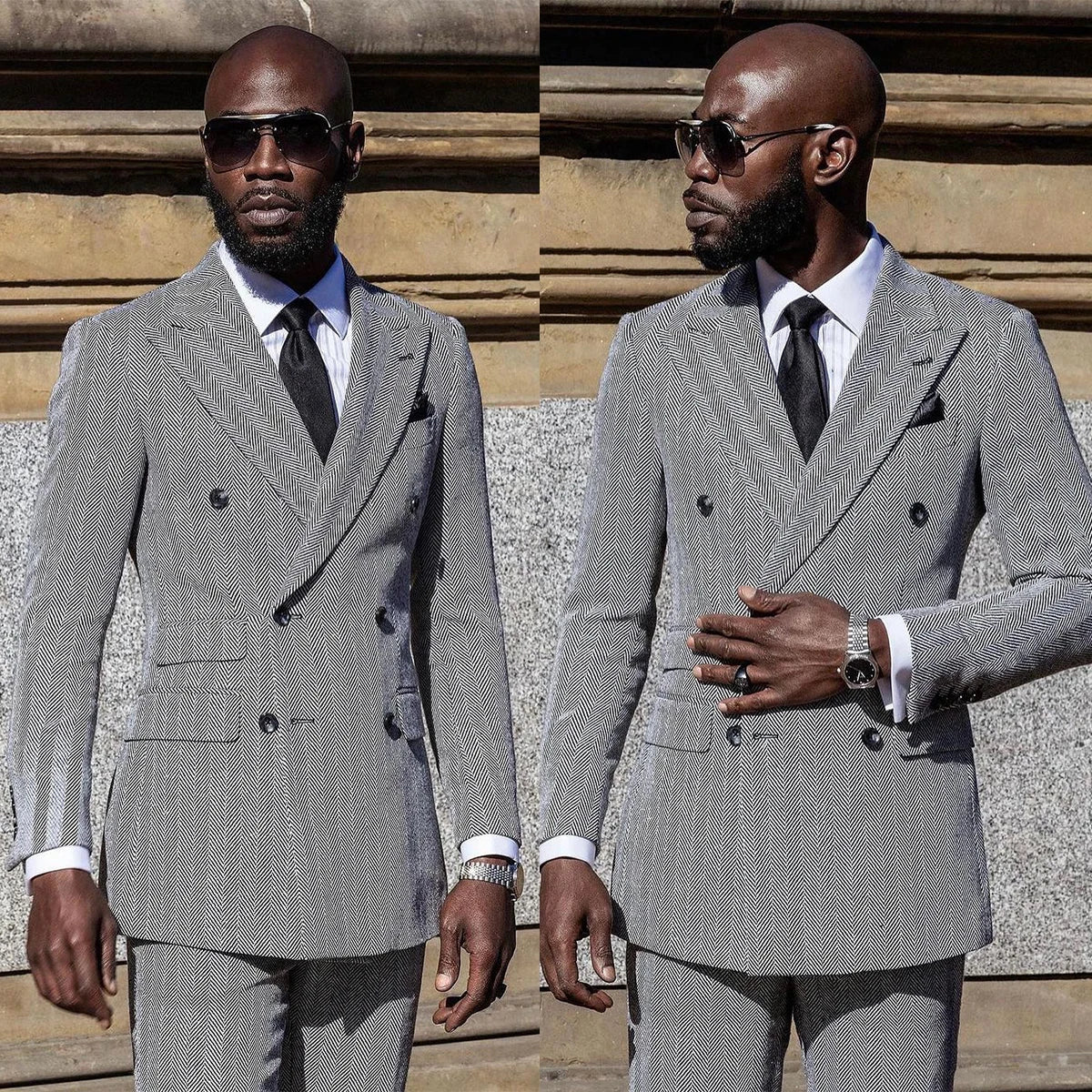 Aidase Fashion Herringbone Wedding Suits For Men Peak Lapel Groom Wear Slim Fit Business Tuxedos Custom Made 2 Pcs Jacket Pants aidase-shop