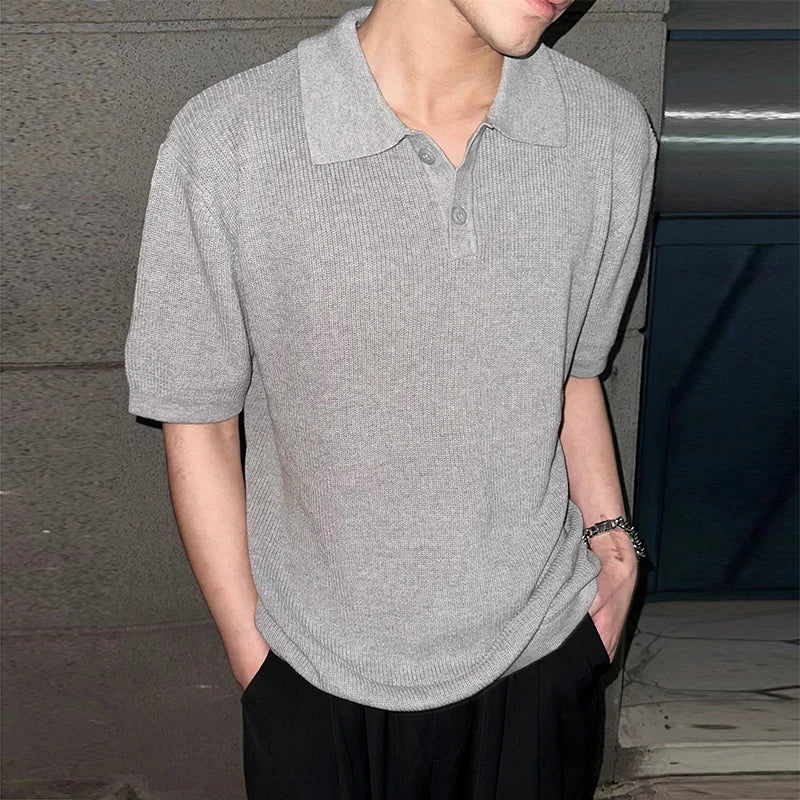 AIDASE  -  Mens Short Sleeve Slim Casual Polo Shirts Summer Stylish Solid Color Men's Knitted Polo Shirt Streetwear Fashion Knitting Polos aidase-shop