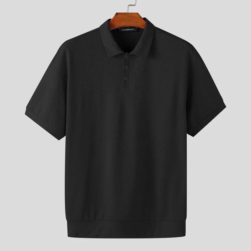 AIDASE  -  Men Shirt Lapel Short Sleeve Korean Style Loose Shirts Men Summer Tops Streetwear Solid Casual Men Clothing S-5XL aidase-shop