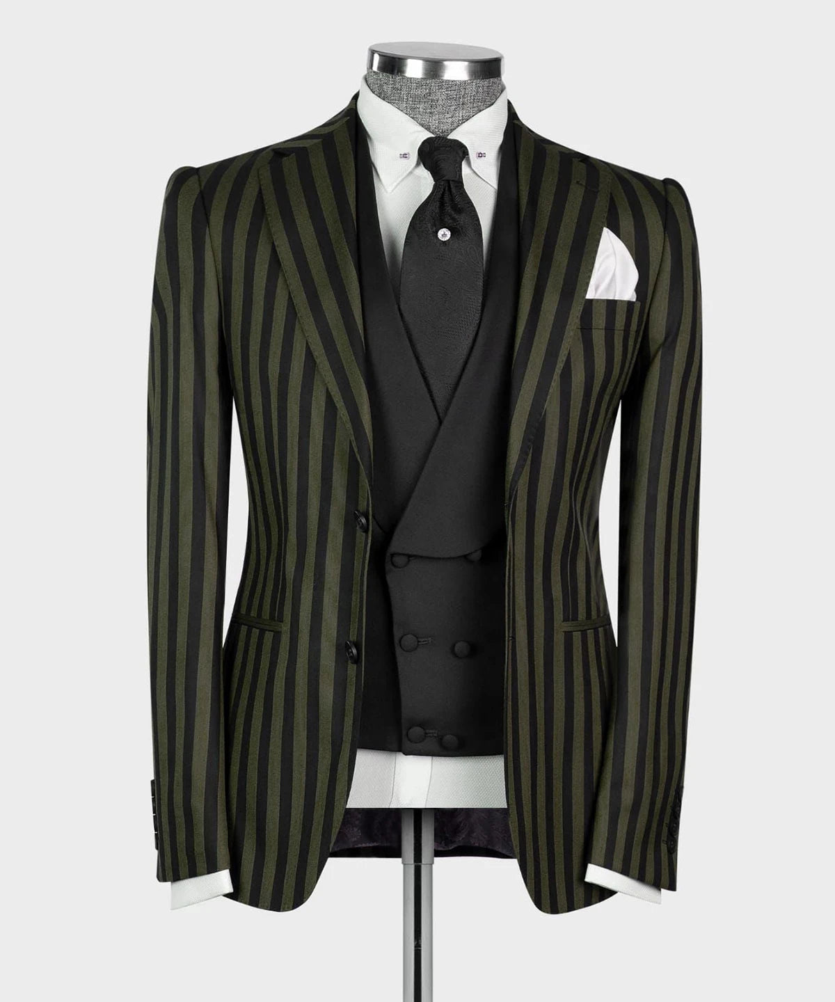 Aidase Men's Suit 3 Pieces Blazer Vest Pants Peaked Lapel Single Breasted Tuxedo Wedding Groom Pinstripes Formal Tailored Costume Homme aidase-shop