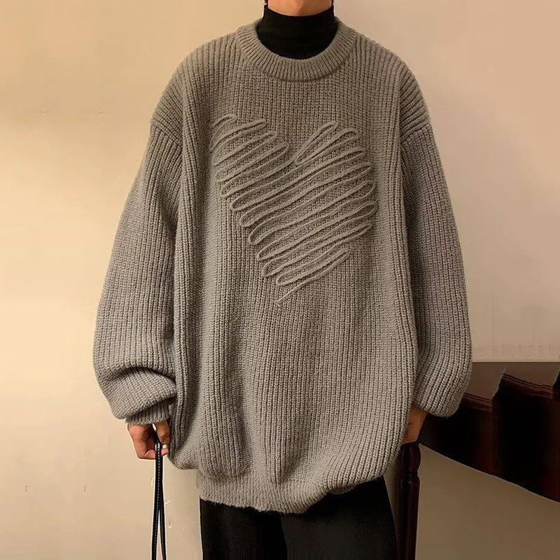 AIDASE  -  Casual Men Knitwear Sweater Square Block Jacquard Patchwork Design Long Sleeve Round Neck Solid Color Pullovers 21E7644 aidase-shop