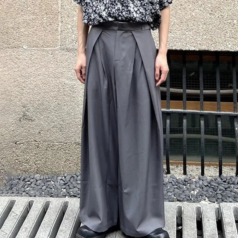AIDASE  -  Mens Suit Pants Adjustable Waist 3d Pleated Casual Pants Streetwear Fashion Niche Retro Wide-Leg Pants Men'S Clothing 2025 New aidase-shop