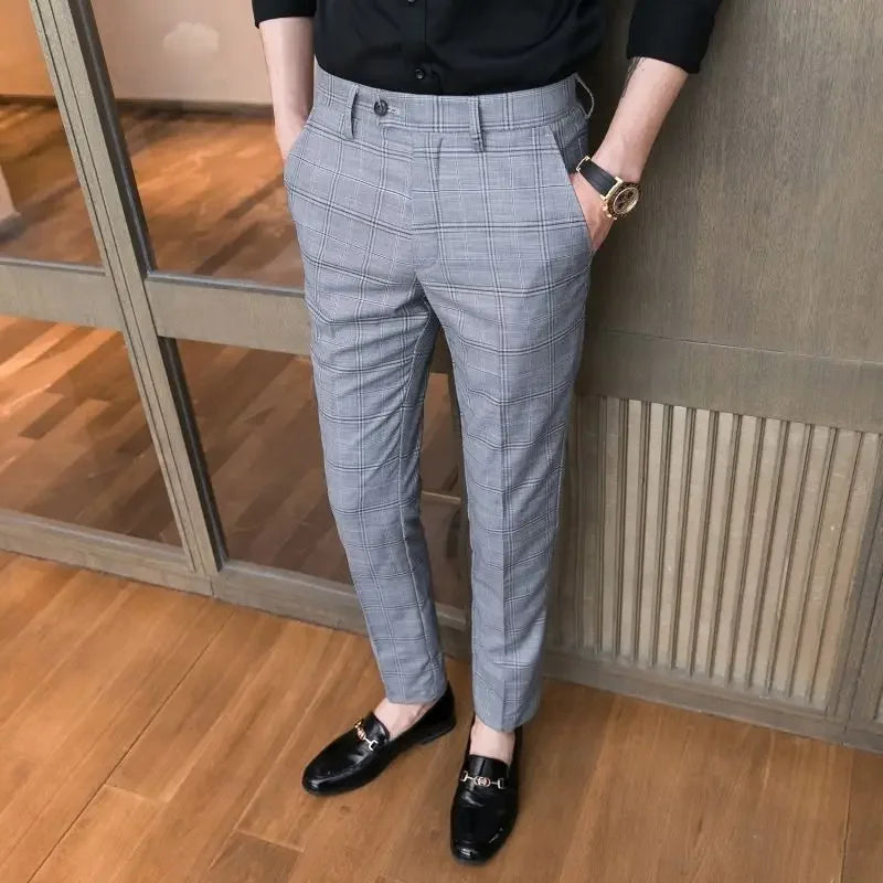 Aidase Slim Fit Social Man Suits Pants Tailoring Business Tressed Elastic Stretch Trousers for Men Dress Chinese Homme Summer Up