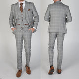 Aidase New Men's Suit 3 Pieces Blazer Pants Buckle Work Wool Wear Checkered Wedding Prom Costume Size Color Custom Made