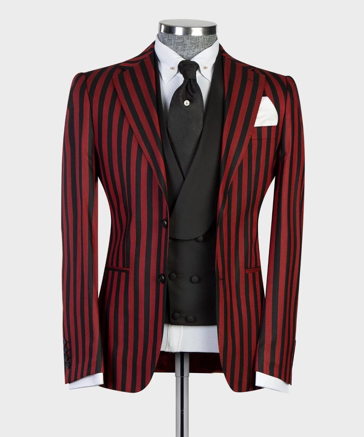 Aidase Men's Suit 3 Pieces Blazer Vest Pants Peaked Lapel Single Breasted Tuxedo Wedding Groom Pinstripes Formal Tailored Costume Homme aidase-shop