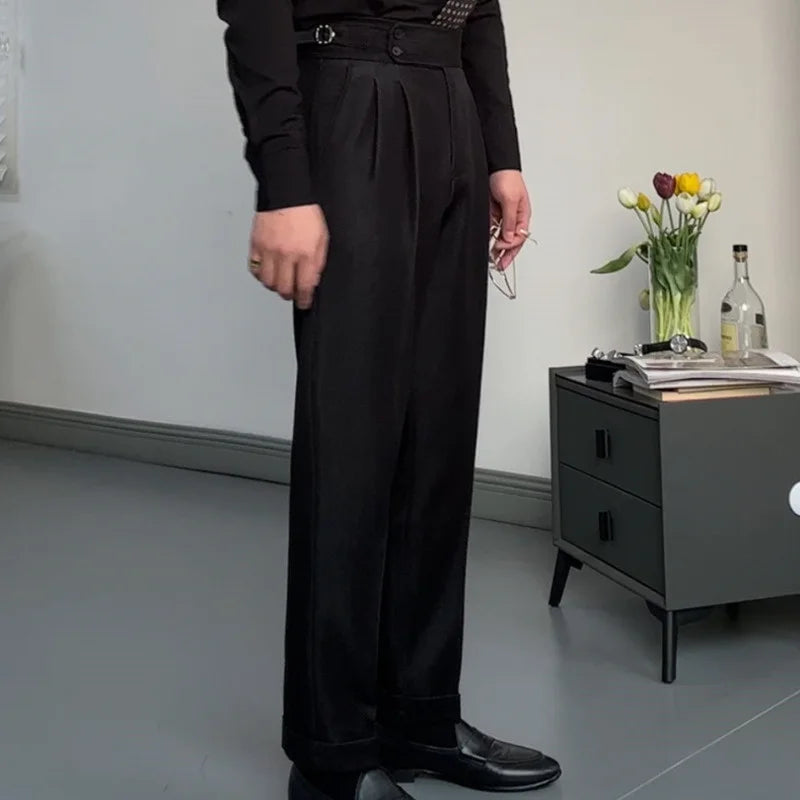 88.33Aidase Italian High Waist Pant Dress Pant Men Black Pantalon Homme Business Versatile Draped Trousers Gentlemen Office Trousers Men aidase-shop