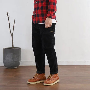 Aidase New Autumn/Winter Fashion American Vintage Corduroy Straight Barrel Multi Pocket Loose Versatile Handsome Men's Casual Pants aidase-shop