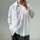 AIDASE  -  Summer New Men's Thin Solid Color Long-Sleeved Shirt Korean Casual Simple Leisure Fashion Trend Loose Breathable Men's Tops aidase-shop