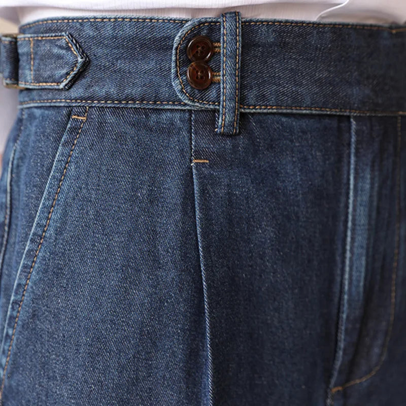 Aidase High Quality Men High Grade Casual Straight Tube Loose Washed Pant High Quality Jeans Men Dress Trouser Straight Leg Pant Naples aidase-shop