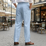 AIDASE  -  Plus Size Mens Fashion Striped Hotpants Loose Classic Linen Bloomer Male Ankle-Length Trouser Men Casual Beach Sweatpants New aidase-shop