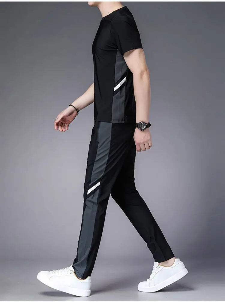 Aidase Men's Top Pants Sets Fashion Sports Suits Kpop Sweatpants Xl Clothing Cool No Logo Man T Shirt Polyester Slim Fit Chic Tracksuit aidase-shop