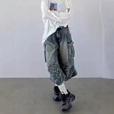 AIDASE  -  Summer New Men's Straight Wide-Leg Cropped Jeans Retro American Fashion Trend Street Hip-Hop Niche Casual Loose Men's Bottoms aidase-shop