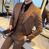 Aidase (Blazer + Vest + Trousers) 2024 New Men Formal Business Solid Suit 3 Pieces Set Italian Style Luxury Wedding Social Party Tuxedo