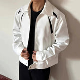 AIDASE  -  Autumn New Men's Jacket Contrast Color Patchwork Padded Shoulder Design Lapel Casual Stylish Korean Version Coats 21E7597
