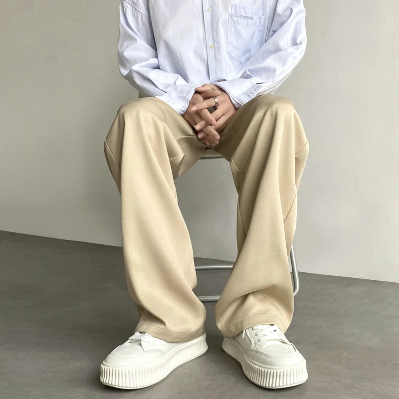 Aidase Khaki Black Suit Pants Men Fashion Social Men Dress Pants Korean Loose Wide Leg Pants Men Straight Casual Trousers M-2XL aidase-shop