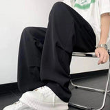 AIDASE  -  Men Casual Pants Pleated Decoration Drawstring Straight-leg Design Quick-Dry American High Street Cargo Trousers 21E6839 aidase-shop