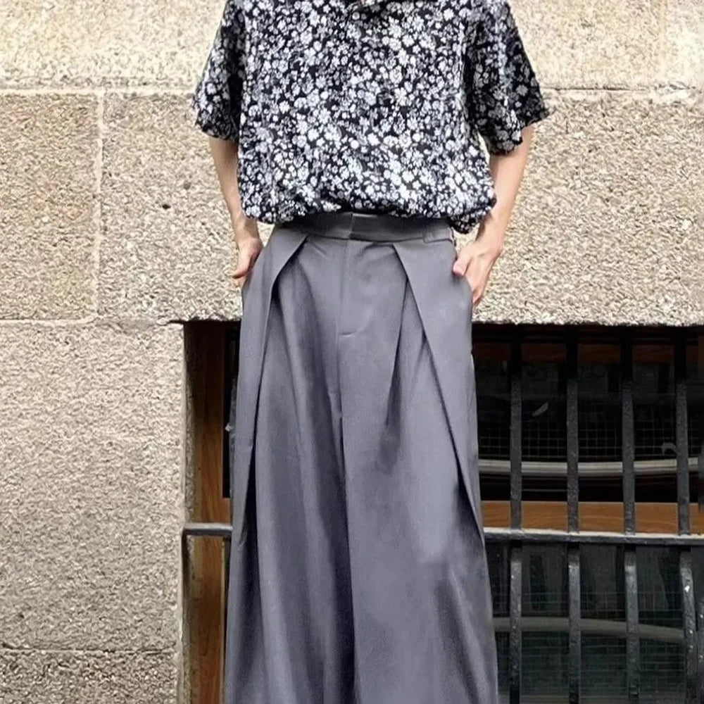 AIDASE  -  Mens Suit Pants Adjustable Waist 3d Pleated Casual Pants Streetwear Fashion Niche Retro Wide-Leg Pants Men'S Clothing 2025 New aidase-shop