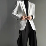 AIDASE  -  Autumn Winter Men's Solid Color Long-Sleeved Suit Jacket American Retro Fashion Trend High Street Loose Simple Niche Men's Tops aidase-shop