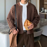 AIDASE  -  New Casual Slim Fit Knit Cardigan Tops Men Fashionable Zipper Sweatercoats Fall Vintage Crochet Knitting Sweater Mens Coats aidase-shop