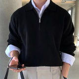 AIDASE  -  Men's Clothing POLO shirt Half Zipper Sweater Casual Long Sleeve Solid Color Sweater Spring Casual Knit Top suéteres de hombres aidase-shop