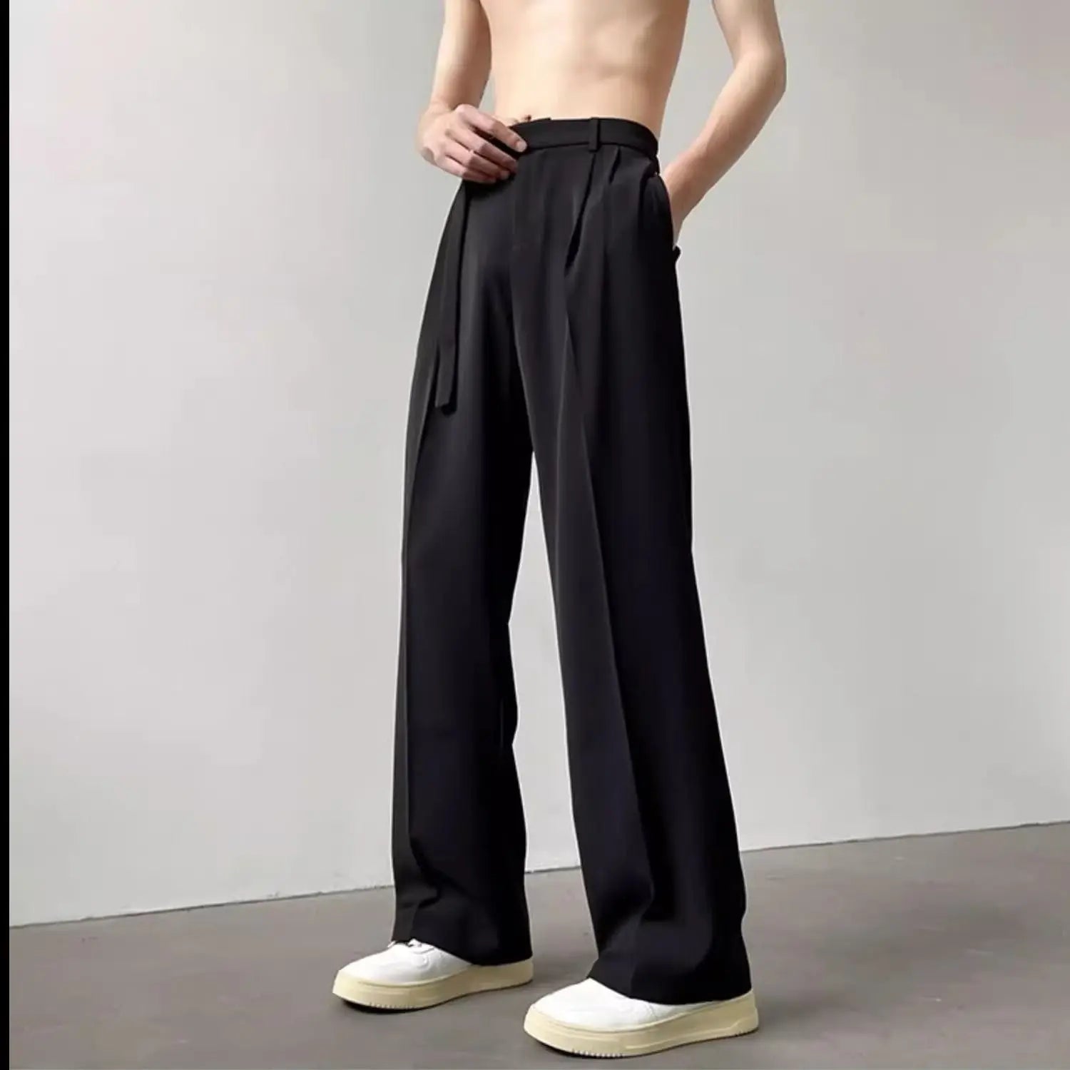 AIDASE  -  Draped Casual Suit Pants for Boys' Japanese Light Luxury High-end Draped Trousers Loose Straight Wide-leg Trousers aidase-shop